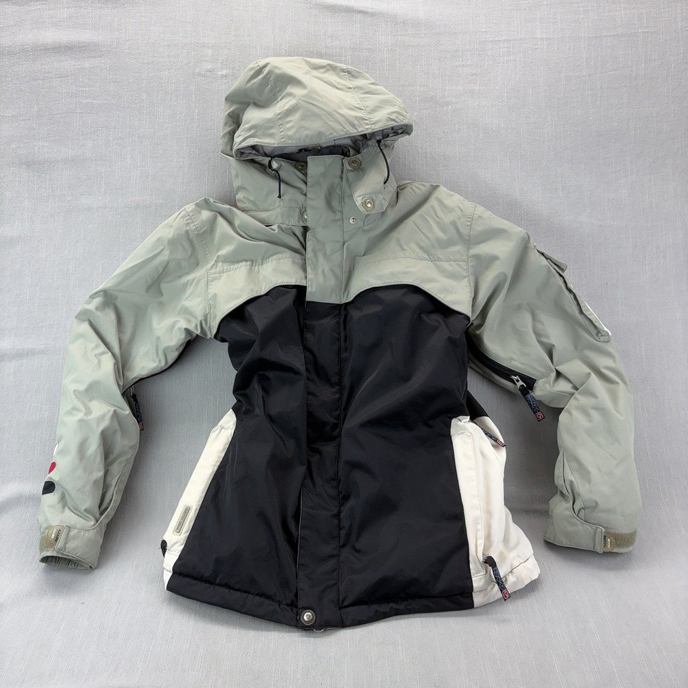 Betty Rides Women's Snow Ski Jacket Gray Black Hooded Insulated Size S